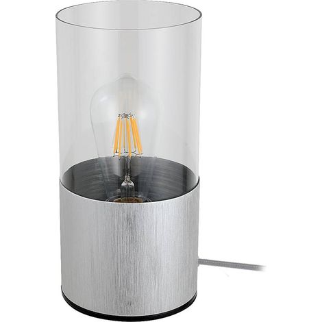 Lampada da tavolo Zelkova in metallo in alluminio spazzolato E27 1x max 40w H: 25 cm Ø12 cm (1/5)