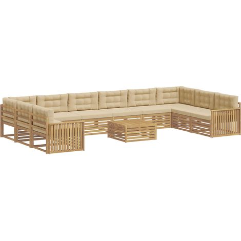 Set divani 11 pz 10-Posti Bianco e Beige Polyester vidaXL (1/5)
