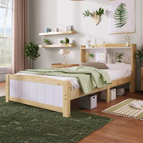MEUBLIV Einzelbett 90x200 cm weiß – Stauraum-Kopfteil, ohne Matratze (1/5)