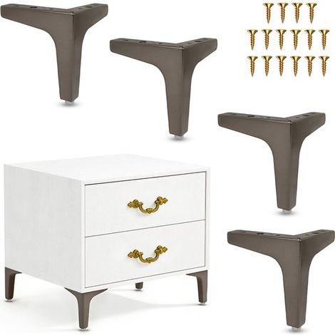 Set di 4 gambe di supporto TV di lusso, gambe per armadi a tre gambe, gambe per mobili, gambe per tavolini da caffè, gambe per tavoli, gambe per divani in metallo, viti incluse, robuste e (1/5)