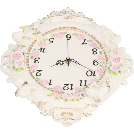 Horloge murale créative style européen, silencieuse pour salon, hôtel, restaurant, modèle NX0042 petite taille, décoration champêtre, sans piles (1/5)