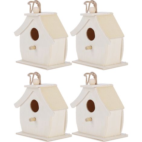 Lot de 4 mini nichoirs à oiseaux suspendus en bois, décoratifs pour jardin, balcon ou cour. (1/5)