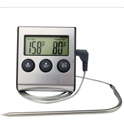 Thermomètre de cuisine numérique pour viandes et aliments, avec sonde, minuterie et alarme, pour four, gril, barbecue et pâtisserie maison.-AquaForge (1/5)