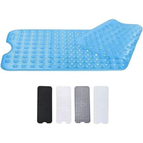 Extra lange, rutschfeste Badematte (100 x 40 cm), starke Saugnäpfe, schimmelresistent, maschinenwaschbar, sicher für Kinder und Senioren, blau