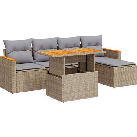 Maison Exclusive - Set sofás jardín y cojines 6 pzas ratán sintét (1/5)