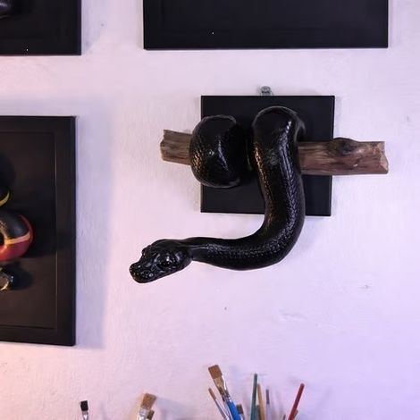 Nouvelle décoration murale Python royal doré - Sculpture murale Python royal doré - Noir