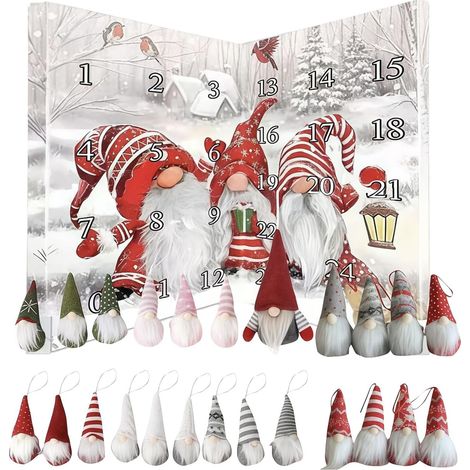 Calendrier de l'Avent Lutin de Noël Décorations De Noël Pour La Décoration  Calendrier de Compte à Rebours de 24 Jours avec Figurines de Nains pour Table Bureau Cheminée Sapin de (1/5)