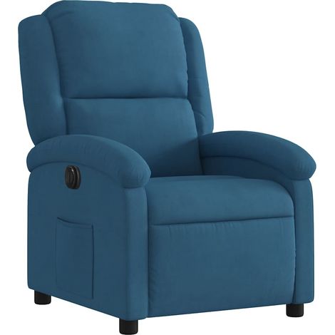 Fauteuil relax TV fonction de levage électrique très confortable en velours bleu DEC028240