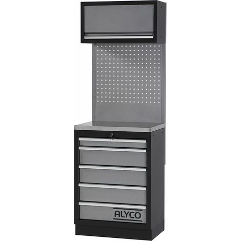 Conjunto de taller modular de 1 módulo con superficie de acero inoxidable ALYCO