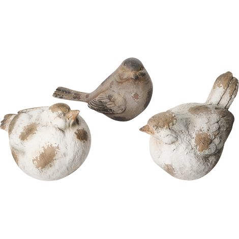 Conjunto de 3 figuras decorativas para jardín estatuas pájaros de MgO decoración beige Anghiari