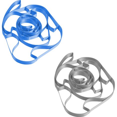 Sangle d'étirement avec exercices d'étirement, aide à allonger et à étirer, bleu et gris (1/4)