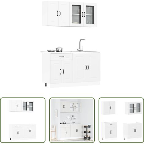 Küchenschränke -  4-tlg. Küchenschrank-Set Kalmar Weiß Holzwerkstoff (1/5)