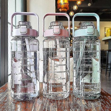 Gourde portable de grande capacité (2 l) pour le fitness avec indicateur de temps (1/4)