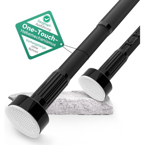 1 - Tringle à rideau - Barre de douche - Extensible sans perçage - Pour salle de bain et cuisine - Noir - 70x120 cm