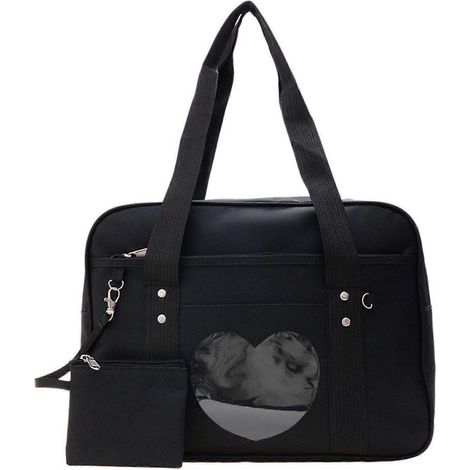 Sac à main portable transparent à motif cœur, grande capacité, en nylon souple et confortable, idéal pour le shopping. Sac cabas à bandoulière pour le shopping. (1/5)
