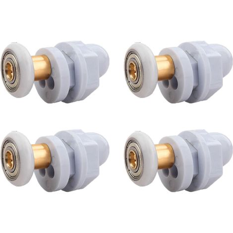 (19MM)Roulettes Porte de Douche, 4 Pièces Roulette Porte Coulissante Douche en Laiton, Roulette Porte Coulissante (1/5)