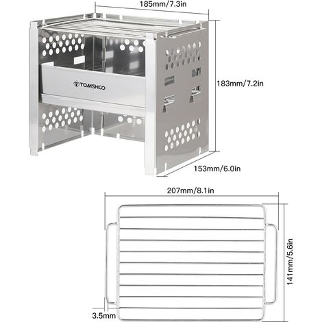 Support de poêle réglable pour gril extérieur en acier inoxydable et support de pot de camping à bois portable pour barbecue, support de bois de chauffage, outil de pique-nique pour randonnée, fête, u (1/5)