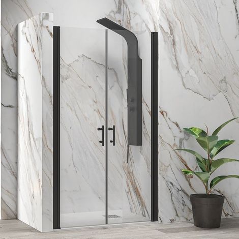 Porta doccia saloon 65-70 cm profili neri altezza 200h  KSAL2800AN kamalu