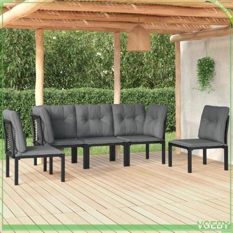 Ensemble de salon de jardin 5 pcs - FAFEICY - Modulaire - Résine tressée - Cadre acier peint - Coussins gris foncé (1/5)