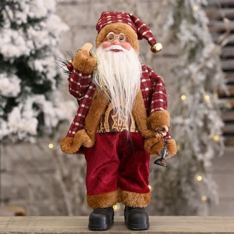 Figurine Pere Noel - 30 cm x 20 cm - Decoration Noel Maison Bureau - Tissu - Style A - 1 piece (1/4)