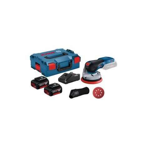 Bosch Akku-Exzenterschleifer GEX 18V-125 / 2x 4,0 Ah Akku + Ladegerät in L-Boxx