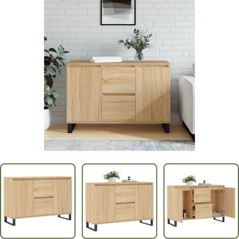 vidaXL Rangement bois - Buffet chêne sonoma 101,5x35x70 cm bois d'ingénierie (1/5)