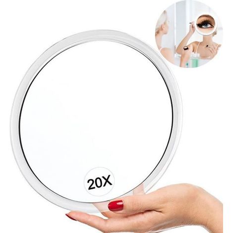 Miroir Grossissant - - 20X - Ventouses - 15cm - Blanc (1/4)