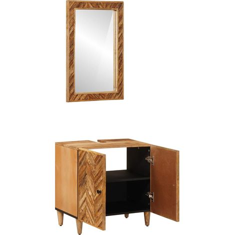 Set di Mobili da Bagno con porta 2 pz Armadi da Bagno Legno di mango massello (1/5)