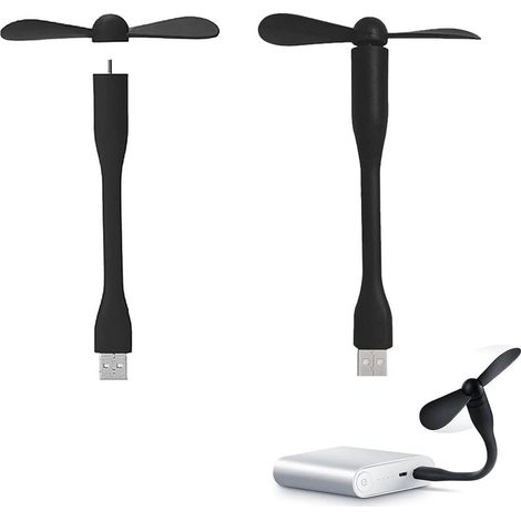 Mini Ventilateur USB,2 Pcs Flexible Power Bank Ventilateur,USB Portable,Portable Ventilateurs, Refroidissement Flexible,Bureau Silencieux pour Ordinateur Portable (1/4)