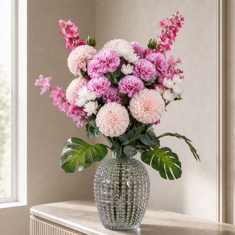 75cm Dahlia Artificial Flowers Tropical Blossom Bubble Vase Premium (1/5)