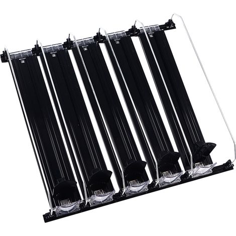 Range-bouteilles pour réfrigérateur, tige de poussée à ressort réglable, rail coulissant, distributeur de canettes de soda pour bière et boissons, 38 cm, noir (1/5)