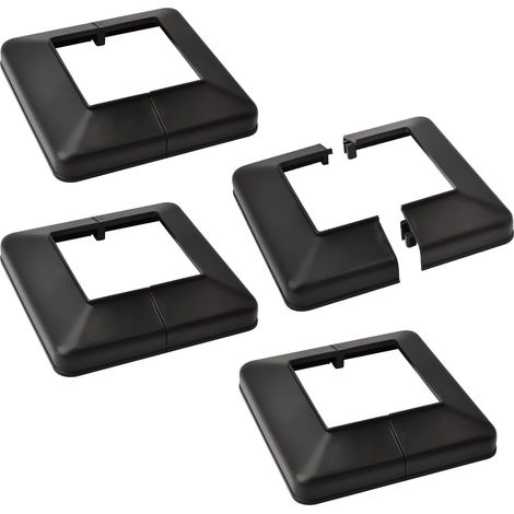 Cache de pied de poteau 100 x 100 mm, lot de 4, socle carré en plastique noir, décoration pour rampe d'escalier et clôture (1/5)