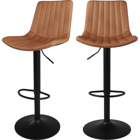 Set de 2 sillas de bar en piel sintética camel 62,5/83 cm - Killi