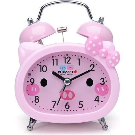 Réveil pour Enfants - - Double Cloche - Rose - Alarme Forte (1/4)