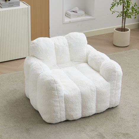 Love Bean Bag, assise pour adultes, prêt à l'emploi sans montage et facile à déplacer, adapté au salon, à la chambre à coucher et autres environnements, blanc (1/5)