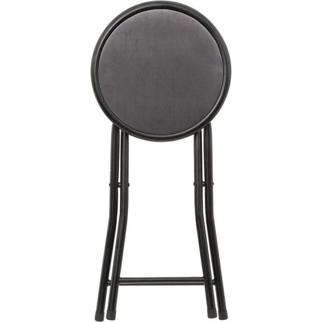 Tabouret pliant en velours "Mélissa" Atmosphera - Gris - Par 1 - Gris - (1/3)