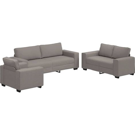 3-teiliges Sofa-Set mit Kissen, taupefarbener Stoff vidaXL (1/5)