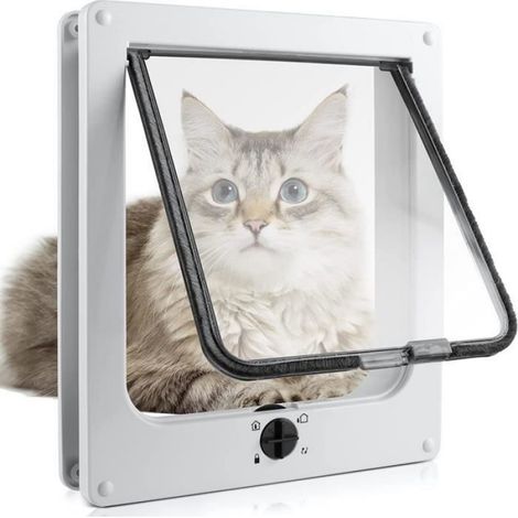 Chatière - XL 25x29x5.5 cm - 4 Voies Verrouillable - Pour Chat - 1 Pièce (1/4)