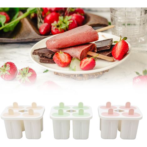 3 wiederverwendbare, lebensmittelechte PP-Eisformen für 12 Eis am Stiel, für Milcheis, Joghurt und Pudding. (1/5)