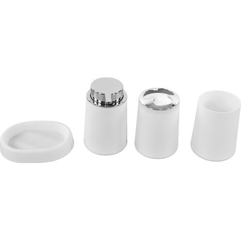 Ensemble Salle de Bain Multifonction en Acier Inoxydable - Accessoires Pratiques et Confortables Blancs