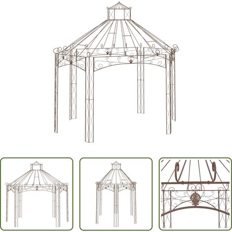 vidaXL Abri de jardin - Pavillon de jardin Marron antique 400x258x378 cm Fer (1/5)