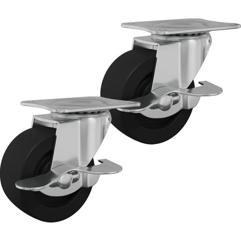Rueda 2 pcs Negro y plateado 50,7 x 50,7 x 24,4 mm vidaXL