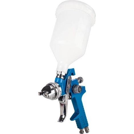 Scheppach Pistolet à peinture pneumatique - Utilisation universelle - Pression 2 à 3,5 bar - Consommation d'air 120 - 205 L/min - Contenance 0,6 L - Buse réglable en continu de jet rond à jet large