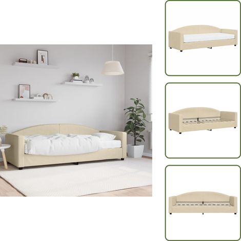 The Living Store Tagesbett mit Matratze Creme 80x200 cm Stoff - Tagesbett - Schlafsofa - Gästebett - Wohnzimmermöbel - Schlafzimmermöbel