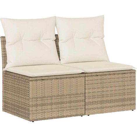 Maison Exclusive - Set Divano da Giardino 2 pz con Cuscini Beige Polyrattan Acacia