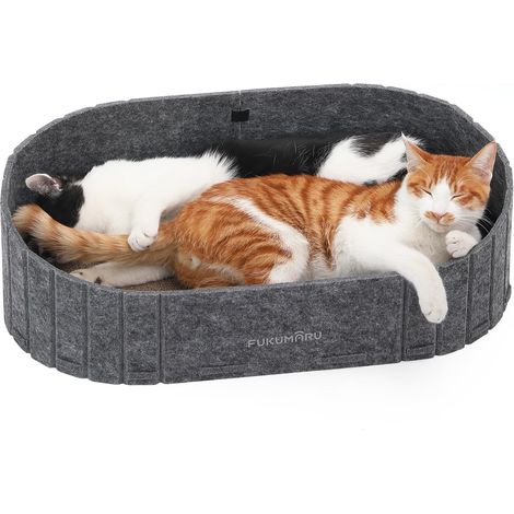 Griffoir pour Chat, 61 cm de Long en Forme de Canapé, Grattoir Détachable Réversible, Pads de Griffoir Ronds Remplaçables, Lit d'Intérieur, Gris (1/5)