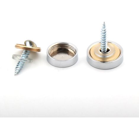 argent 32 Pièces Vis de Miroir de Bouchon Décoratif Couvercle de Vis en Acier Inoxydable Cache-Vis Casquettes Décoratives Fixatio (1/4)