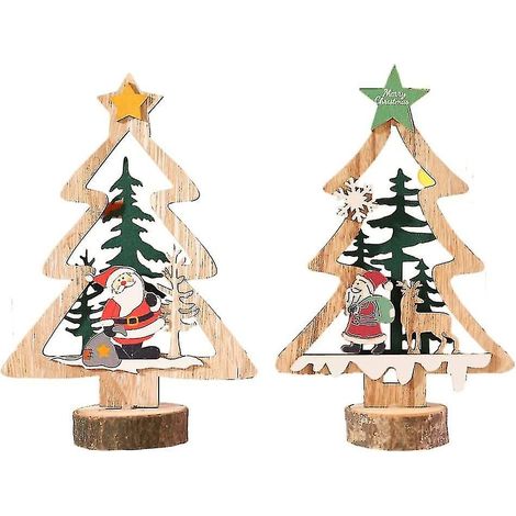 Décoration de Noël Plateau à étages Décoration en bois Sapin de Noël rouge et blanc Panneau en bois Rustique (1/5)