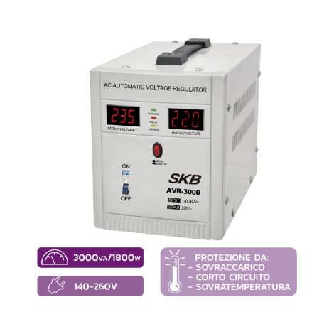 STABILIZZATORE ELETTRONICO DI TENSIONE 3000VA 1800W SKB (1/2)