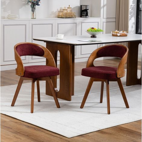 Sillas de comedor giratorias pack de 2, 44 x 41 x 75 cm, asiento de lino, rojo burdeos HAVRYA (1/5)